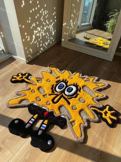 Discover SpongeBob SquarePants Splat Tufted Rug Cartoon Character Carpet