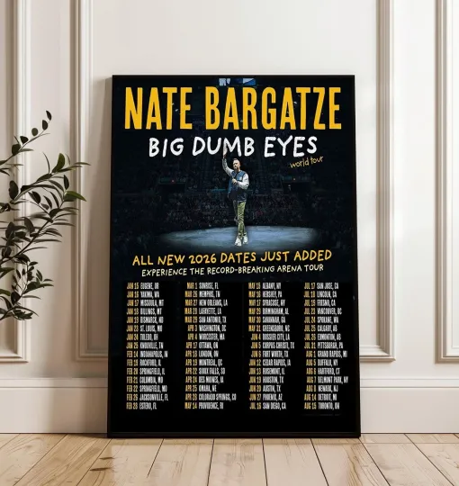 Discover Nate Bargatze Big Dumb Eyes Tour 2026 Concert Poster, Music Concert Print Decor