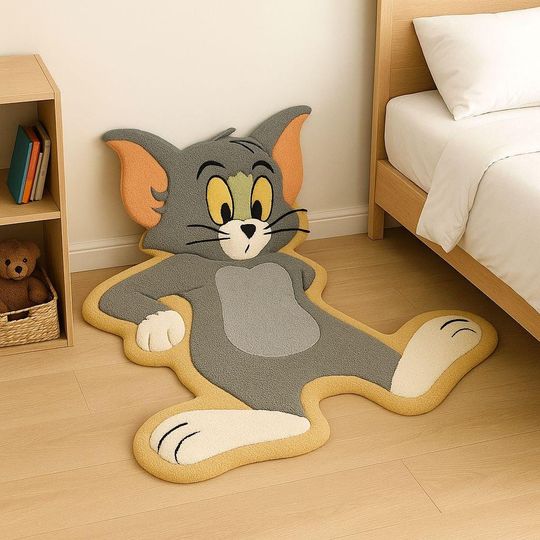 Tom Cat Cartoon Rug: Playful Kids Room Floor Mat