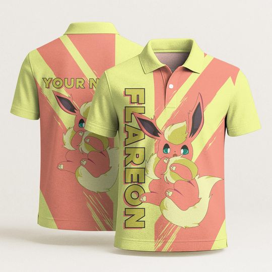Discover Flareon Polo Shirt, Vintage Aloha Polo, Tropical Polo Shirt, Summer Beach Unisex Polo