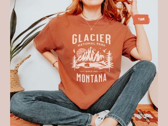Discover Glacier National Park Comfort Colors shirt, Vintage Montana tshirt Glacier National Park gifts Hiking&nbsp;gift Glacier Park Souvenir Montana tee
