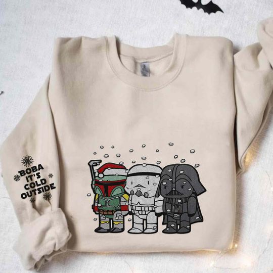 Discover Embroidered Disney Christmas Boba It's Cold Outside Sweatshirt, Star Wars Embroidery Shirt, Mickey's Very Merry Xmas Party, Disneyland Trip