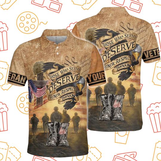 Discover Custom Veteran Tribute Polo Shirt with American Flag Eagle Graphic and Personalized Name