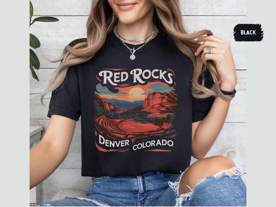 Vintage Rocks Colorado T-Shirt, Denver Colorado Rock Shirt, Rocks Concert Souvenir Mountain Hiking tee, Music Festival Tee