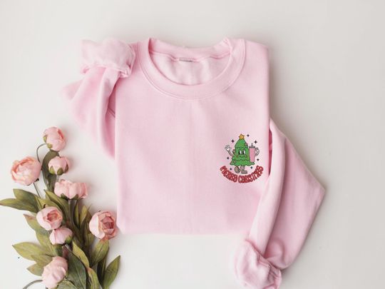 Discover Embroidered Christmas Sweatshirt, Embroidered Christmas Tree Shirt, Cute Christmas Tree Sweatshirt, Xmas Tree Shirt, Merry Christmas Tee