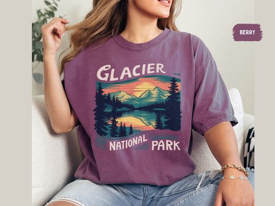 Vintage Glacier National Park T-Shirt, Montana shirt, Glacier Souvenir Hiking shirt, Mountains Shirt, Rockies shirt