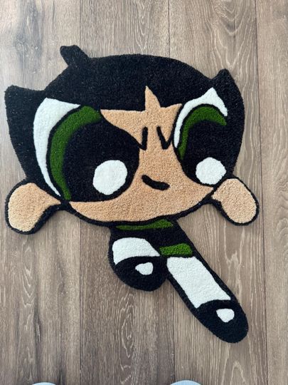 Discover Handmade Tufted Buttercup Rug: Powerpuff Girl Cartoon Decor