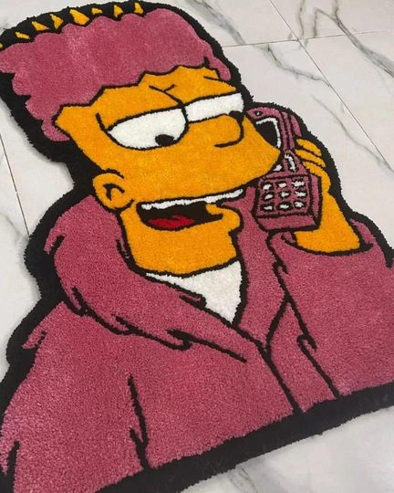 Discover Handmade Bart Simpson Rug: Urban Streetwear Tufted Rug