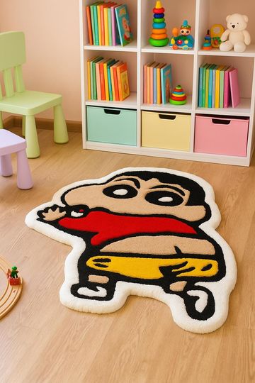 Discover Shinchan Cartoon Rug: Hand-Tufted Kids Room Carpet