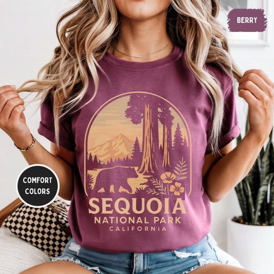 Discover Vintage Sequoia National Park Comfort Colors T-Shirt, Unisex Tee, Soft Cotton Shirt, Nature Lover Gift, Outdoor Adventure Apparel Hiking tee
