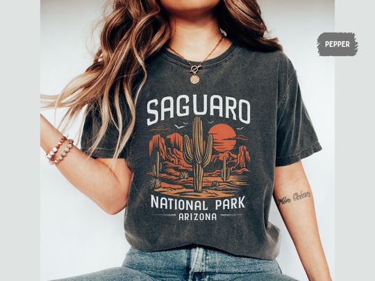 Discover Vintage Saguaro National Park Comfort Colors Shirt, Arizonna State tshirt Saguaro Park Souvenir Desert T shirt Saguaro gifts Granola Girl tee