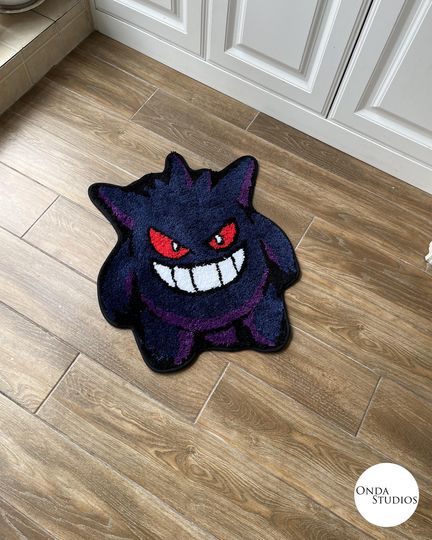 Tufted Gengar Rug |Tufted Rug, Cheap Rug, Anime Rug, Bedroom Rug, Living Room Rug, Anime Decor, Birthday Gift