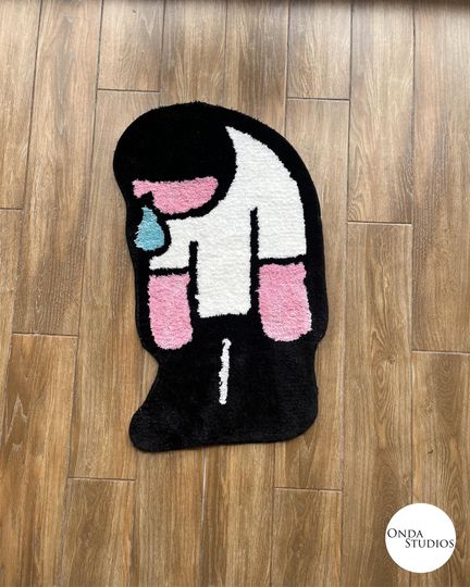 Tufted Sad Man Rug | Custom Rug, Rug, Tufted Rug, Cheap Rug, Cartoon Rug, Living Room Rug, Rug for Bedroom, Housewarming Gift