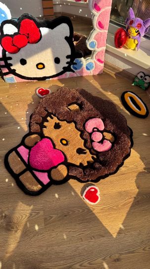 Discover Afro Custom Kitty Tufted Rug  Super Puffy 3D Handmade Rug, Cute Carpet, Kawaii Girl Room Decor, Unique Gift for Her or Bedroom Mat