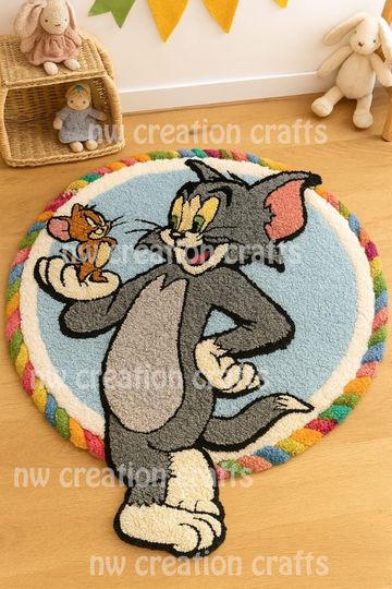 Discover Tom & Jerry Tufted Rug: Cartoon Kids Room Decor