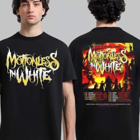 Motionless In White UK EU Headlining Shows 2026 Tour Dates Unisex Tee