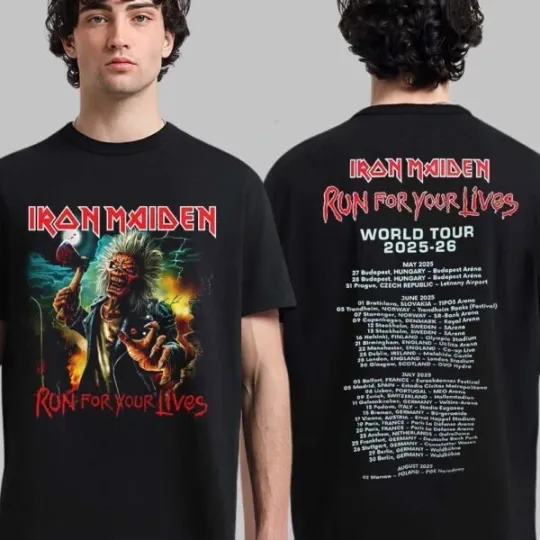 Iron Maiden Run For Your Lives World Tour 2025-2026 Wt Tour Dates Unisex T-Shirt
