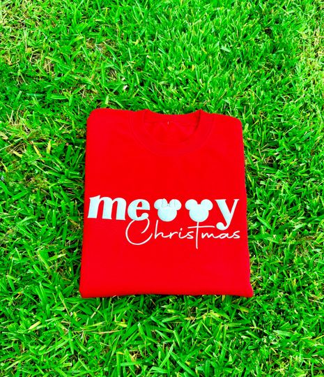 Discover Embossed Christmas Sweatshirt, 3D Puff Christmas Sweatshirt, Mickey & Minnie Merry Xmass Sweatshirt, Christmas Holiday Tee, Disneyland Shirt