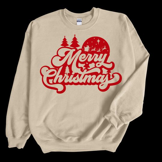 Embossed Christmas Sweatshirt, Merry Sweatshirt, Puff Print Sweatshirt, Merry Puff Sweatshirt, Cute Merry Sweatshirt, Christmas Gift Idea.