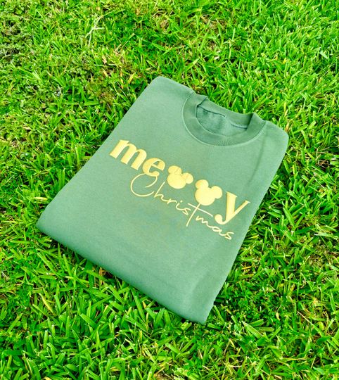 Discover Puff Mickey & Minnie Merry Xmas Hoodie,Embossed Christmas Sweatshirt, 3D Christmas Long Sleeve, Christmas Holiday Tee,Disneyland Shirt Gift