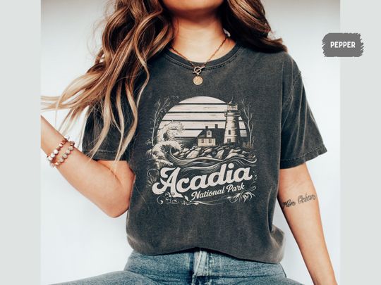 Discover Acadia National Park Comfort Colors Shirt, Retro Maine Shirt National Park Tee, Bar Harbor Tshirt Travel Tee Hiking shirt Granola Girl gift