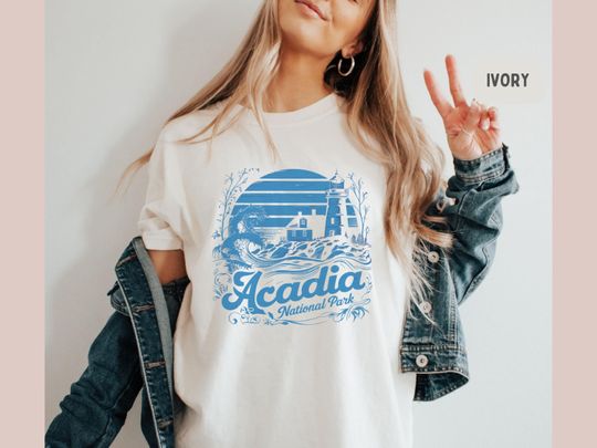 Discover Acadia National Park Comfort Colors Shirt, Retro Maine Shirt National Park Tee, Bar Harbor Tshirt Travel Tee Hiking shirt Granola Girl gift