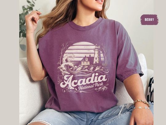 Discover Acadia National Park Comfort Colors Shirt, Retro Maine Shirt National Park Tee, Bar Harbor Tshirt Travel Tee Hiking shirt Granola Girl gift