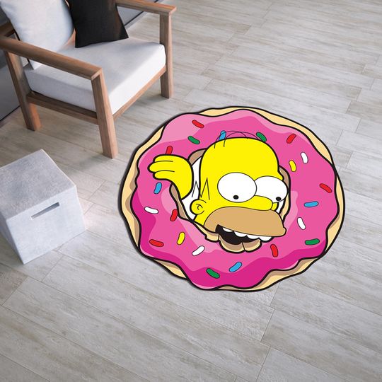 Discover Homer Simpson Donut Rug: Funny Cartoon Movie Decor
