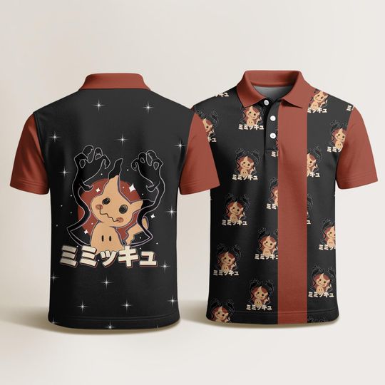 Mimikyu Polo Shirt, Cute Mimikyu Graphic Tee, Vintage Aloha Polo