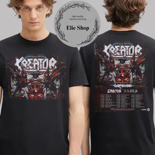 Kreator With Carcass Exodus And NAILS Event UK And Europe Tour 2026 T-Shirt