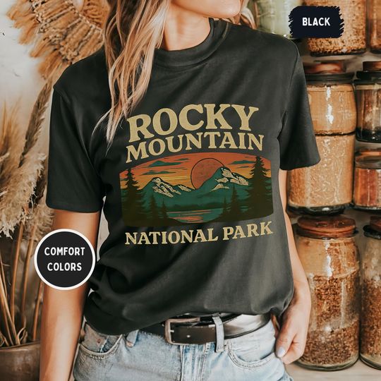 Discover Vintage Rocky Mountain National Park T-shirt, Comfort Colors Tee, Colorado Hiking Shirt, Nature Lover Gift, Retro Graphic Apparel