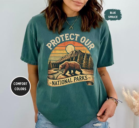 Retro Protect our National Parks T-shirt, Vintage National Parks Shirt, Nature Lover Gift, Eco-Friendly Tee, Outdoor Adventure Clothing