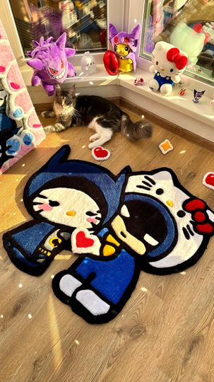Discover Kitty Rug  Puffy 3D Tufted Custom Carpet, Kawaii Anime Decor, Cute Handmade Rug for Girls Room, Bedroom or Gift Idea