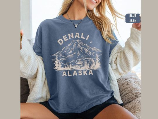 Discover Vintage Denali National Park Shirt, Alaska Mountain Comfort Colors Shirt Explore Alaska Adventure Tee Mt. McKinley Shirt Alaska Cruise Shirt