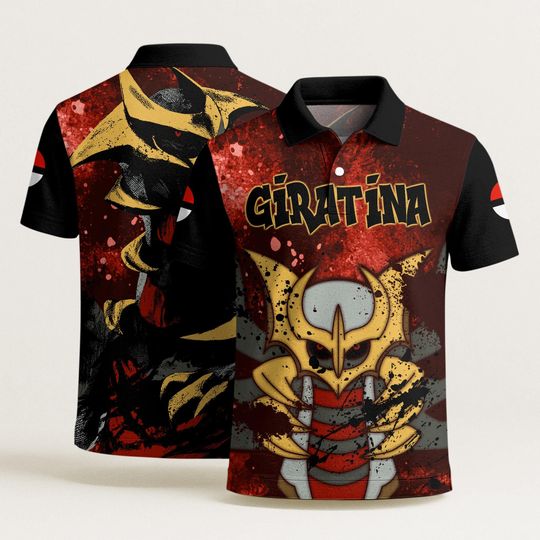 Discover Giratina Polo Shirt, Unisex Graphic Polo, Summer Beach Vintage Tropical Aloha Shirt