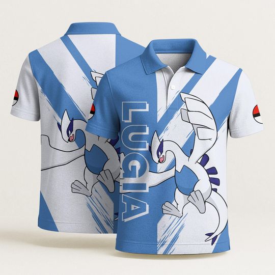 Discover Lugia Polo Shirt, Unisex Graphic Polo, Kawaii Aloha Shirt