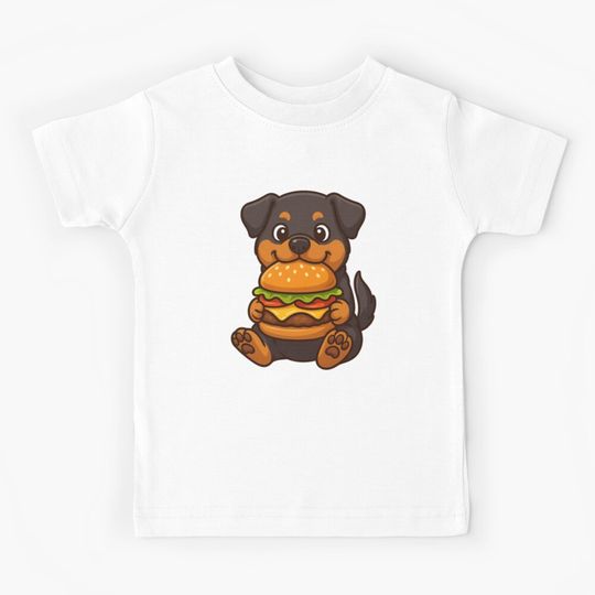 Discover Rottweiler Eating Hamburger Kids T-Shirt
