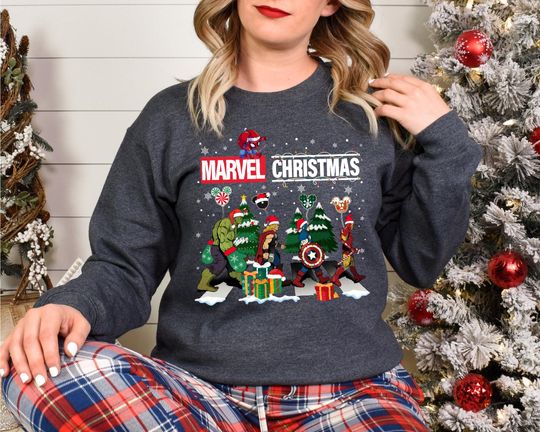 Discover Marvel Christmas Sweatshirt, Superhero Christmas Shirt, Avengers Team Xmas Tee, Christmas Party 2025 Sweater, Marvel Holiday Christmas Gift