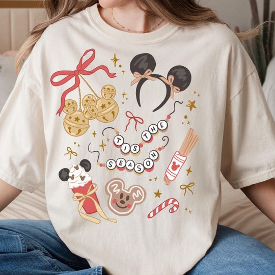 Discover Comfort Color Disney Christmas Mickey Ear Shirt Disney Christmas tee Disney Xmas Kids Shirt Disney Holiday Trip Disney Christmas tee 00952