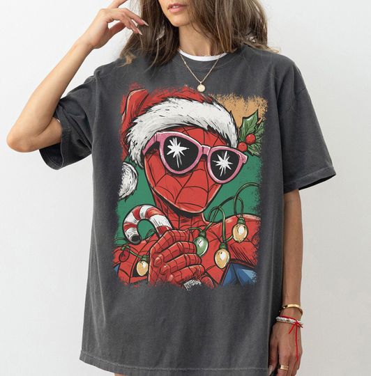 Vintage Marvel Spider-man Christmas Santa Christmas Shirt, Marvel Christmas, Spider Man Christmas Lights Tee, Disneyland Matching Xmas Group