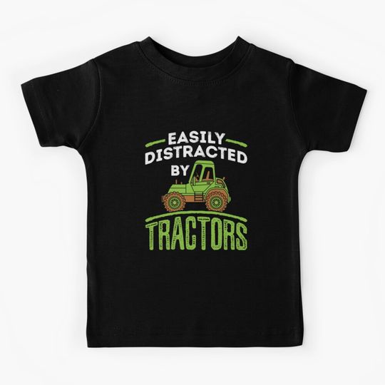 Discover Easily Distracted by Tractors Kids T-Shirt