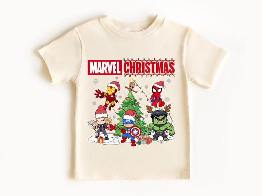 Discover Marvel Christmas Shirt, Superhero Christmas Sweatshirt, Disney Avengers Christmas T-Shirt, Boy Marvel Christmas Gift, Spiderman Kids Tee