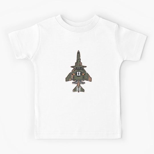 Discover Spooky F-4 Phantom II - Vietnam Camo Aircraft Silhouette [Green] - Grunge Style  Kids T-Shirt