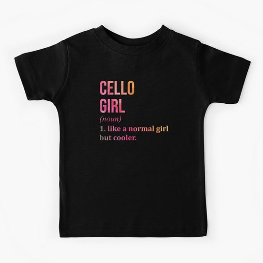 Discover Cello Girl Definition Cello in Watercolor Kids T-Shirt