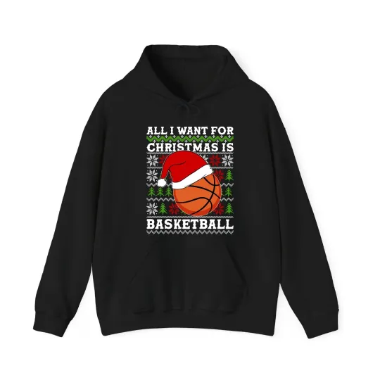 Discover All I want for Christmas is Basketball hoodie, Santa basketball Xmas Hood