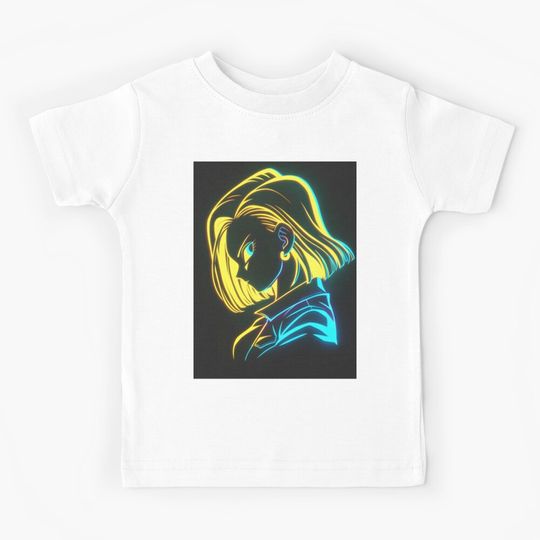 Discover Neon Android 18 Kids T-Shirt