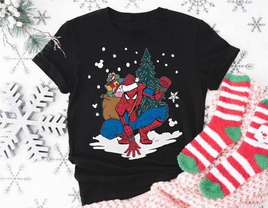 Marvel Santa Spider-Man Christmas T-Shirt, Spider-Man Marvel Avengers Christmas Shirt, Disneyland Trip Tee, Marvel Christmas Family