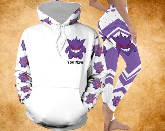 Discover Gengar Halloween 3D Hoodie and Leggings Set, PKM Lover Hoodie and Leggings Set