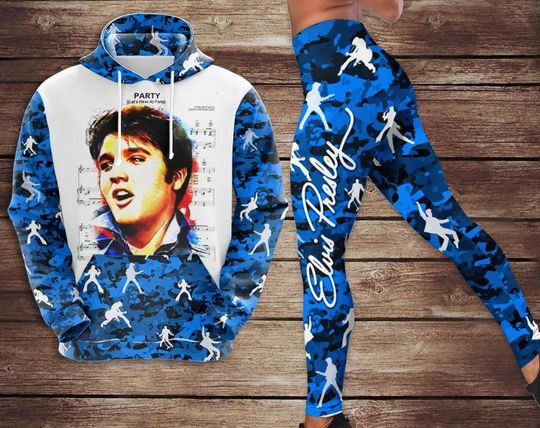 Vintage Elvis Presley 3D Hoodie and Leggings Set