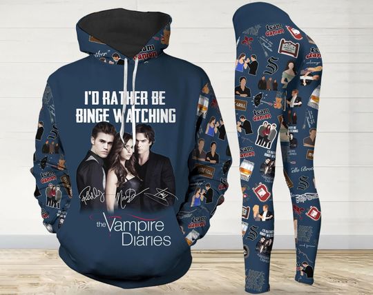 Discover Vintage Vampire Diaries 3D Hoodie and Leggings Set, Halloween Outfits